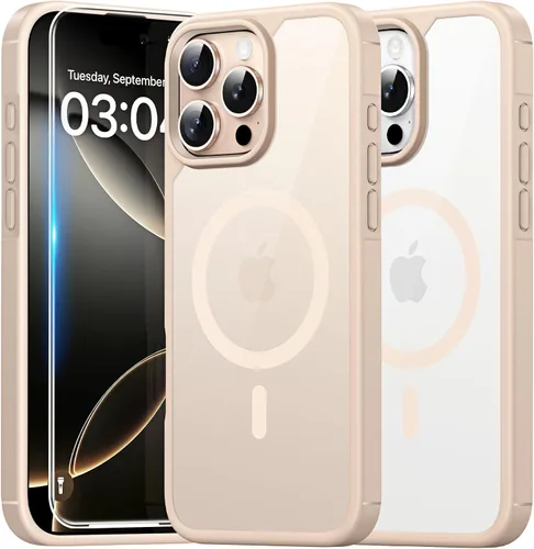 Miniatura 81 de TAURI Funda magnética 2 en 1 transparente para iPhone 14 Pro, compatible con Magsafe [no amarillenta] con protector de pantalla, protección de grado