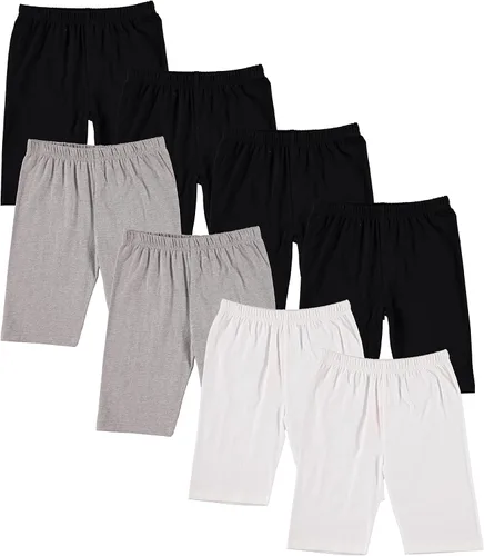 Pink Angel Pantalones cortos de algodón y elastano para niños y niñas, ropa deportiva lisa y lisa, 8 unidades, colores surtidos