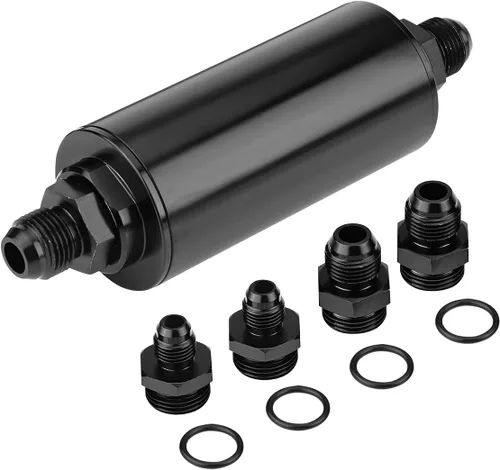 AUCELI Filtro de combustible de gas en línea de 50 mm, filtro de aire con adaptador 6AN 8AN 10AN, accesorios de filtro de combustible/gas/gasolina