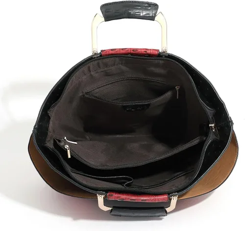 Miniatura 5 de Bolso de Mujer de Gran Capacidad de Cuero Cartera de Diseñador de Moda con Asa Superior de Metal Bolsos de Mano para Mujer Bandolera Bolsos Grandes