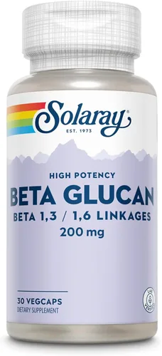 SOLARAY Suplementos de beta glucano, apoyo inmunológico, apoyo cardíaco y digestivo con fibra beta glucano de levadura de panadero, alta potencia,