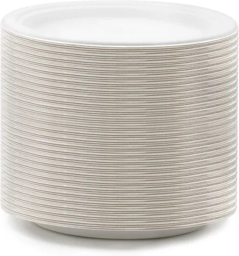 Miniatura 4 de Green Earth - Plato de papel de 9.0 in sin bagazo natural (fibra de caña de azúcar), biodegradable, compostable (500 platos desechables)