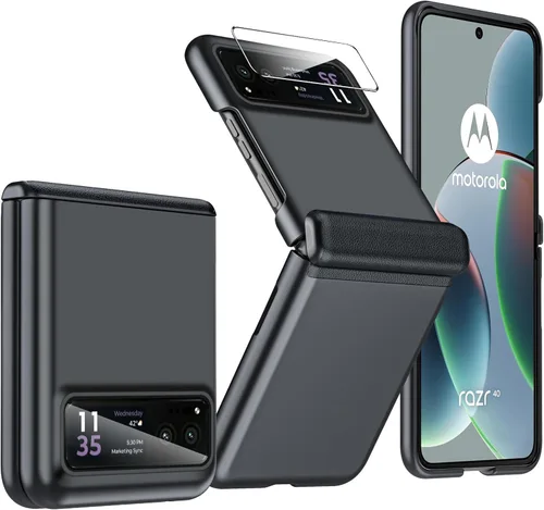 Miniatura 38 de para Samsung Galaxy Z Flip 7 Funda con protección de bisagras y protector de pantalla incorporado, funda de cuero mate de policarbonato ultradelgada