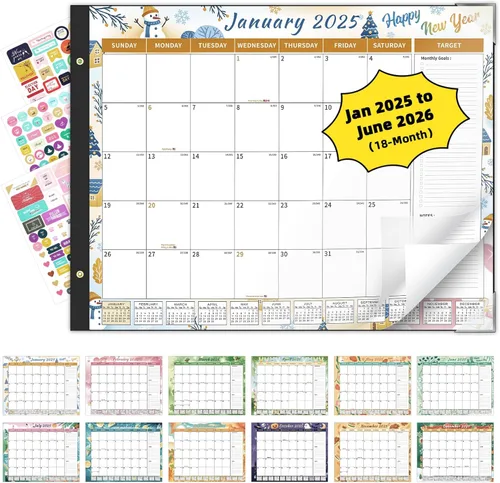 Miniatura 12 de Ospelelf Calendario de escritorio 2026-2027, calendario magnético para refrigerador, 12 x 17 pulgadas, calendario de pared de 18 meses, uso de enero