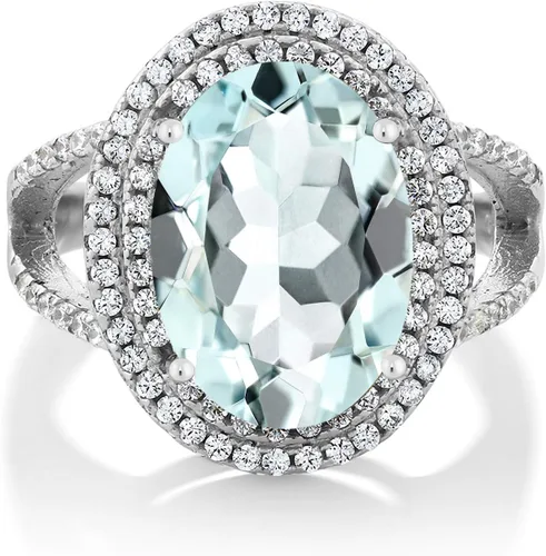 Miniatura 7 de Gem Stone King Anillo de piedra preciosa y piedra natal de 5-10 quilates para mujer Plata de ley 925 Ovalado 14X10MM Anillo de boda