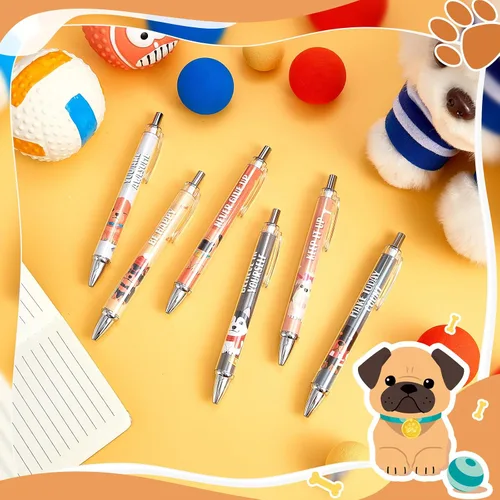 Miniatura 3 de Chuangdi 48 bolígrafos de perro lindos para escribir divertidos bolígrafos retráctiles Kawaii de tinta negra, punta fina, suave, regalo