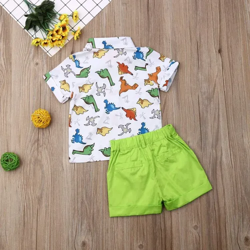 Miniatura 58 de Conjunto de camisa de manga corta con botones y pantalones cortos casuales con diseño de flamingo, para bebés y niños de 1 a 6 años, atuendos