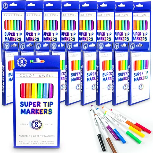 Color Swell Marcadores a granel - 18 paquetes de 8 por paquete (144 en total) - Marcadores a granel Super Tip