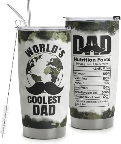 Miniatura 8 de Best Dad Ever Gifts – Dad Jokes - Regalo del día del padre de hija e hijo, vaso de acero inoxidable con tapa y pajitas, 20 onzas