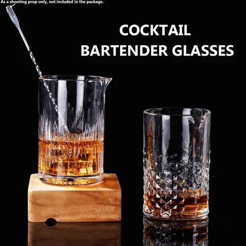 Miniatura 6 de 2 vasos de cóctel grabados con cristal de cristal, agitación de bebidas de 24 onzas, parte inferior gruesa y pesada, vasos mezcladores profesionales