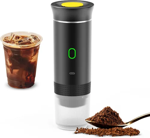 Cafetera portátil, cafetera eléctrica inalámbrica 3 en 1, funciona con cápsulas y café molido, cafetera fría y calefacción con taza de 5.1 fl oz