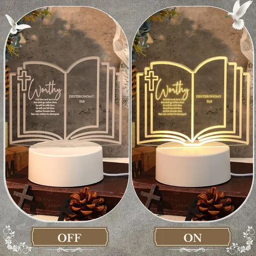 Miniatura 7 de VIHOSE 10 juegos de regalo cristiano a granel para mujeres, luz nocturna de acrílico inspiradora religiosa con versículos bíblicos grabados