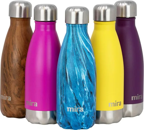 Miniatura 11 de MIRA Botella de agua aislada de 12 onzas – Termo delgado de acero inoxidable en forma de cola – Frasco caliente y frío de doble pared