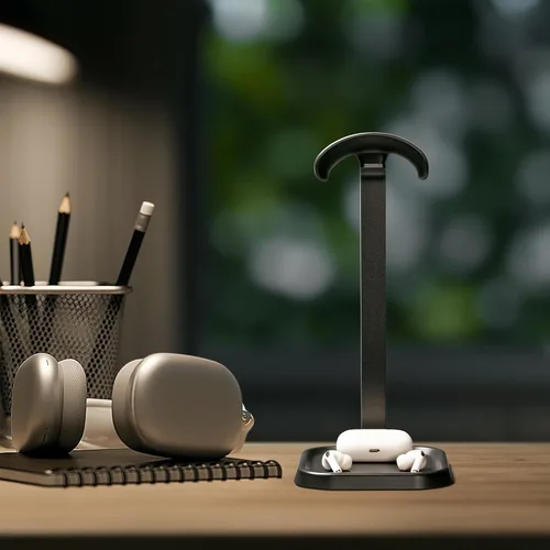 Miniatura 7 de Soporte para auriculares, soporte curvo para auriculares con bandeja de almacenamiento, soporte de auriculares para juegos para AirPods Max, AirPods