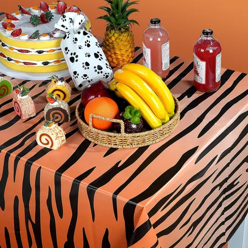 Miniatura 5 de Paquete de 12 manteles de safari de animales con temática de zoológico de animales de la selva, leopardo, tigre, cebra, jirafa, hoja de palma