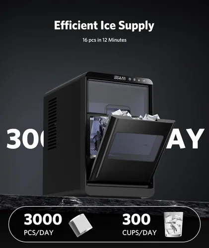 Miniatura 3 de COWSAR Máquina de hielo Crescent, máquina de hielo para encimera de fusión lenta, 27 libras/24 horas, 16 piezas en 12-15 minutos, autolimpieza