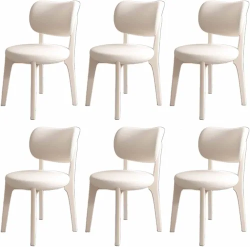 Miniatura 38 de Juego de sillas de comedor de madera modernas con respaldo curvado, sillas de cocina tapizadas con marco de madera, sillas laterales sin brazos