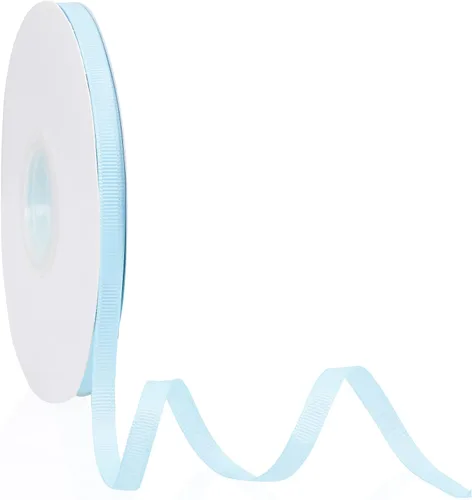 Cinta de grogrén de doble cara de color liso azul bebé de 1/4 pulgadas x 50 yardas para envolver regalos, bodas, fiestas, manualidades