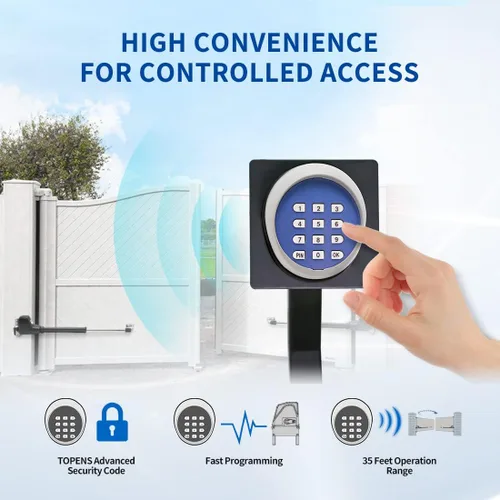 Miniatura 3 de TOPENS TKP3 - Teclado inalámbrico sin llave, panel de código digital, control de seguridad para abridor automático de puertas correderas de garaje