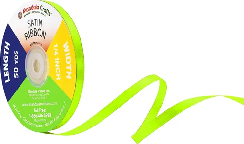 Miniatura 133 de Mandala Crafts Cinta de satén verde manzana para manualidades, cintas de tela de 1.5 pulgadas de ancho de 50 yardas para envolver regalos, ramos