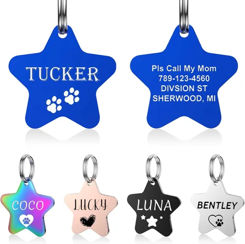 Miniatura 19 de YEHANTI Etiquetas de perro personalizadas grabadas para mascotas, placa de acero inoxidable personalizada para perros y gatos con varios iconos Hueso