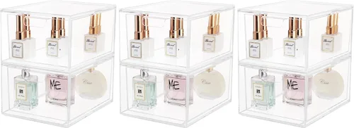 Miniatura 9 de Yieach Paquete de 2 organizadores apilables de maquillaje – vitrina de acrílico de 4.5 pulgadas de alto – Contenedores de almacenamiento de plástico
