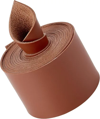 Miniatura 15 de GORGECRAFT Tira de correa de cuero de 1 pulgada de ancho 6.6 ft de largo de grano de cuero negro, cordón plano de una sola cara para manualidades