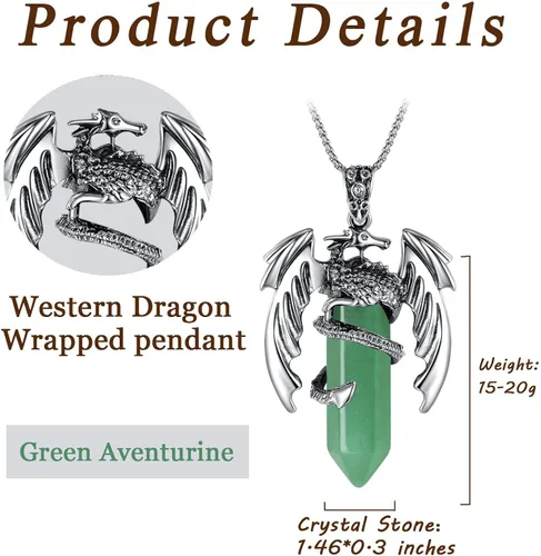 Miniatura 6 de MAIBAOTA Collar de dragón para hombres y mujeres, collar de cristal, collares geniales para hombre, joyería de dragón, collar de piedras preciosas