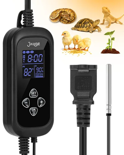 Controlador de termostato de reptiles de 450 W, control de termostato de atenuación PID con temporizador de día/noche para lámparas de calor de