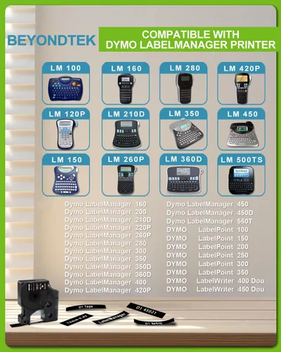 Miniatura 4 de Cinta de etiquetas compatible con Dymo 160 45021, cinta blanca sobre negra, LabelManager 160, 280, 260P, 420P, 120P, 150, 1/2 pulgada x 23 pies