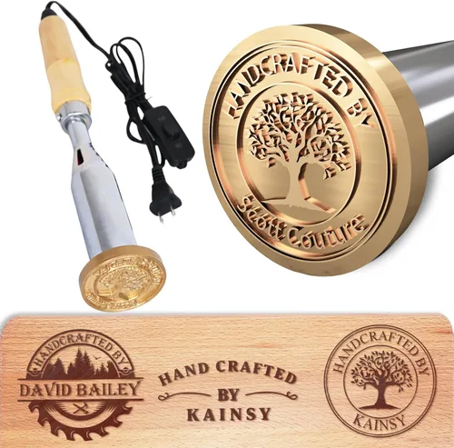 KAINSY Hierro eléctrico personalizado para madera – Sello de letras de madera personalizado para leña – Convierte tu logotipo en un sello de metal
