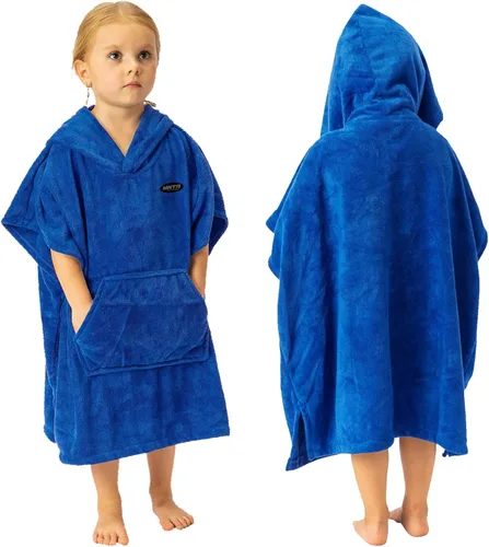 Miniatura 7 de MWTA Poncho de surf con capucha, traje de neopreno de microfibra gruesa que cambia con bolsillo para deportes acuáticos, hombres y mujeres Azul