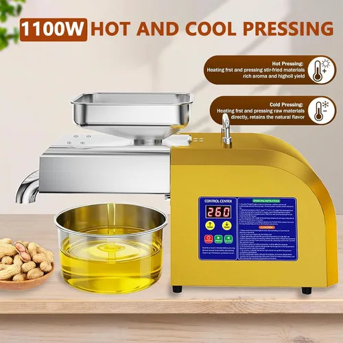 Miniatura 3 de 1100W Electric Oil Press Machine, Hot/Cold Press Oil Maker Machine Full Stainless Steel Foldable Oils Extractor With Smart Control Panel Easy Clean