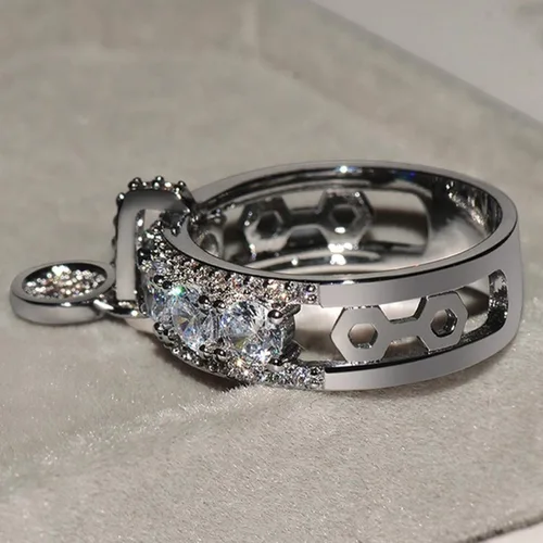 Miniatura 5 de Anillo de moda para mujer, anillos de boda, bonitos anillos de lujo para mujer, circonita cúbica incrustada, anillo redondo para boda, fiesta