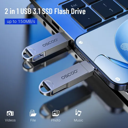 Miniatura 2 de Unidad flash USB de 32 GB, USB 3.1 Gen 1 Dual USB-C y USB-A Memory Stick, unidad de pulgar portátil para iPhone 15/16/17, Mac, teléfonos Android