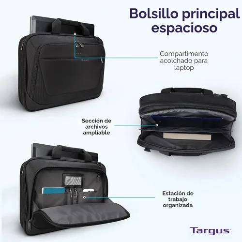 Miniatura 6 de Targus CityLite Maletín para portátil con bandolera y mensajero para laptop de 15.6 pulgadas, Negro (TBT053US)