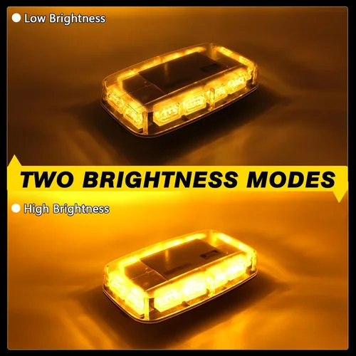 Miniatura 3 de Luz Estroboscópica de Emergencia Ámbar Recargable, Batería Inalámbrica, 48 LED 17 Modos Intermitentes, Brillo Alto y Bajo, Luces de Tráfico