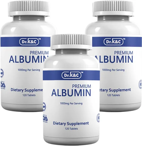 Miniatura 7 de Dr.K&C Suplemento de proteína de albúmina premium de 1000 mg, 2 botellas (120 tabletas cada una), apoyo diario de energía y bienestar