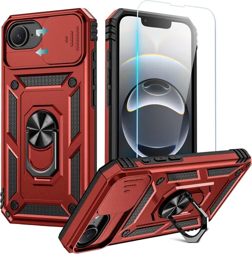 Miniatura 45 de Goton Funda para iPhone 14 Plus con Protector de Pantalla - Funda con Cubierta Deslizante para Cámara con Soporte de Anillo, Resistente de Grado