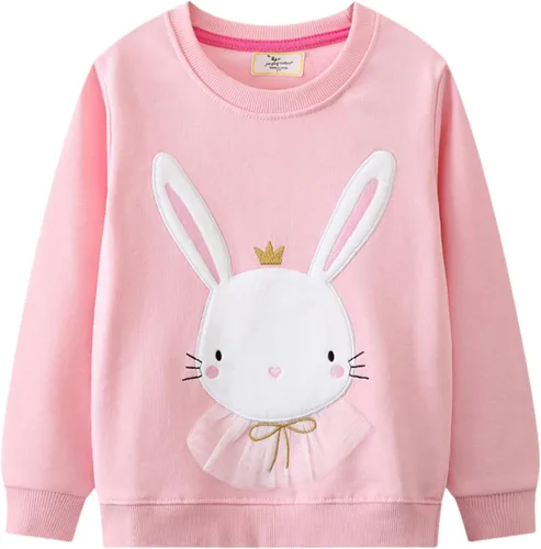 Miniatura 53 de Sudaderas para niñas pequeñas, cuello redondo, sin botones, de manga larga, para invierno, casual, ropa 2T-7T, Dinosaurio