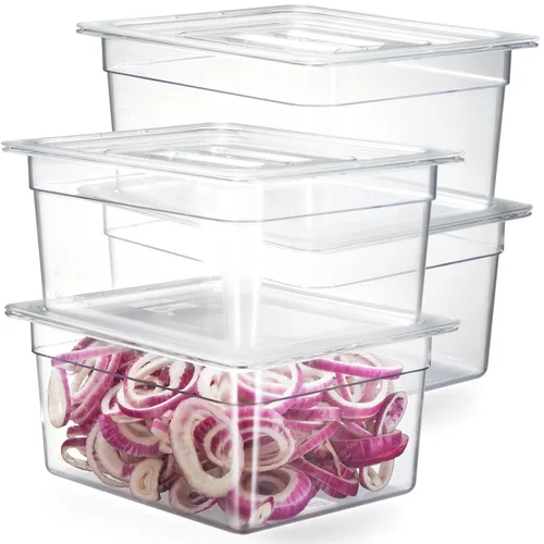 Miniatura 12 de CURTA Paquete de 6 bandejas de comida NSF, tamaño medio de 2 1/2 pulgadas de profundidad, plástico de policarbonato comercial transparente apto