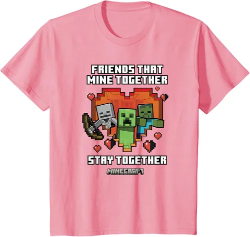 Miniatura 13 de Minecraft Camiseta de San Valentín Friends That Mine Together Mobs, Negro