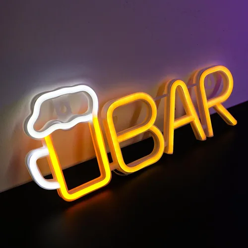 ENUOLI Letrero de Neón de Bar, Luz de Neón de Cerveza LED para Bar, Letrero LED Alimentado por USB/Batería para Cueva de Hombre, Letrero de Neón