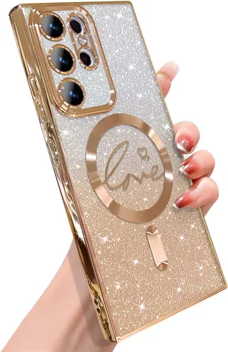 Miniatura 81 de ZONRW - Funda para Samsung Galaxy S22 Ultra magnética, para mujeres y niñas, cubierta trasera suave, lujosa, con corazón de amor, bling, degradado