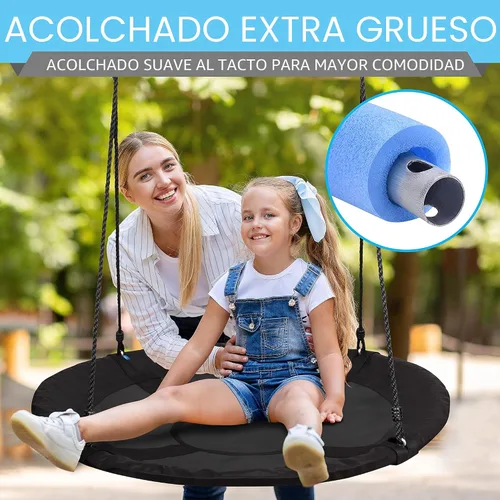 Miniatura 5 de SereneLife - Columpio en forma de platillo con kit para colgar en árbol, columpio de 40" para exteriores, 2 correas ajustables de cuerda para colgar