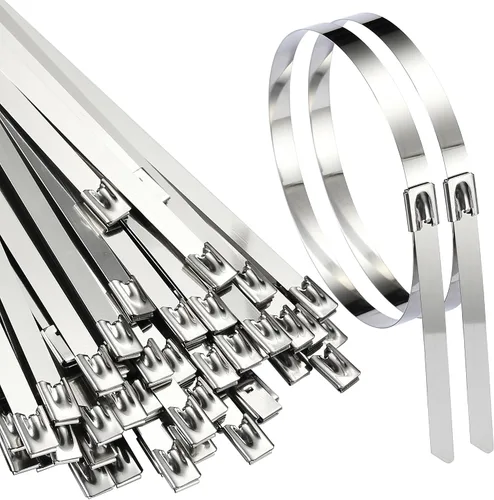 Bridas de metal - Bridas de acero inoxidable 304, 0.31 pulgadas de ancho x 15.7 pulgadas de largo (50 piezas)