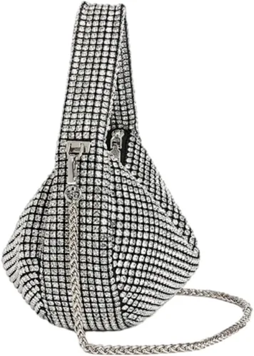 Miniatura 5 de UMREN Bolso de mano anudado con purpurina completa para mujer, con diamantes de imitación de cristal, bolso cruzado de noche con diamantes