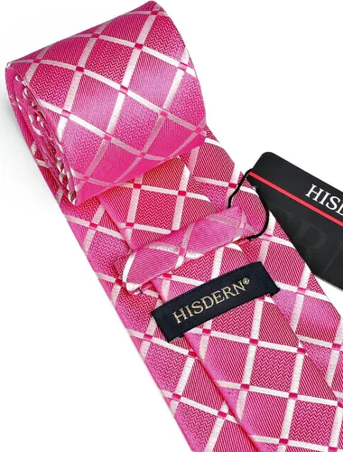 Miniatura 172 de HISDERN Conjunto de corbata a cuadros a cuadros pañuelo tejido clásico formal para hombre corbata y bolsillo cuadrado