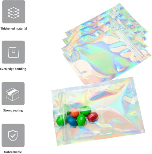Miniatura 5 de Bolsas a prueba de olores, 100 bolsas resellables de Mylar de aluminio, bolsas planas para almacenamiento de alimentos, 4 x 6 pulgadas