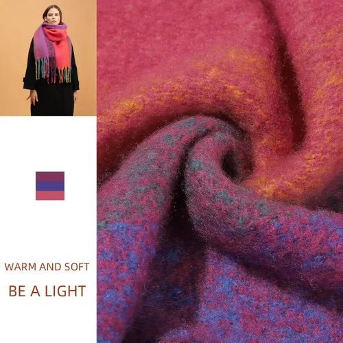 Miniatura 4 de Bufanda cálida para mujer, colorida y suave, cómoda, elegante chal de pashmina para clima frío, bufanda larga de moda, borla de coleta